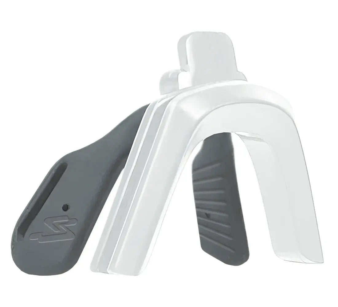 Mordedor deportivo blanco y gris de plástico con agarres texturizados para ciclismo spiuk y casco ciclismo spiuk