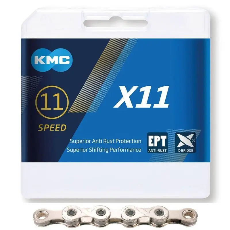Cadena KMC X11 11V - Color: Plata - Eslabones: 118