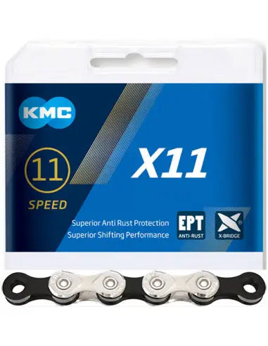 Cadena KMC X11 11V - Color: Plata - Eslabones: 118