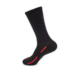 Calcetin ciclismo spiuk all terrain gravel largo unisex negro con franjas rojas y logo blanco para ciclismo de alto rendimiento