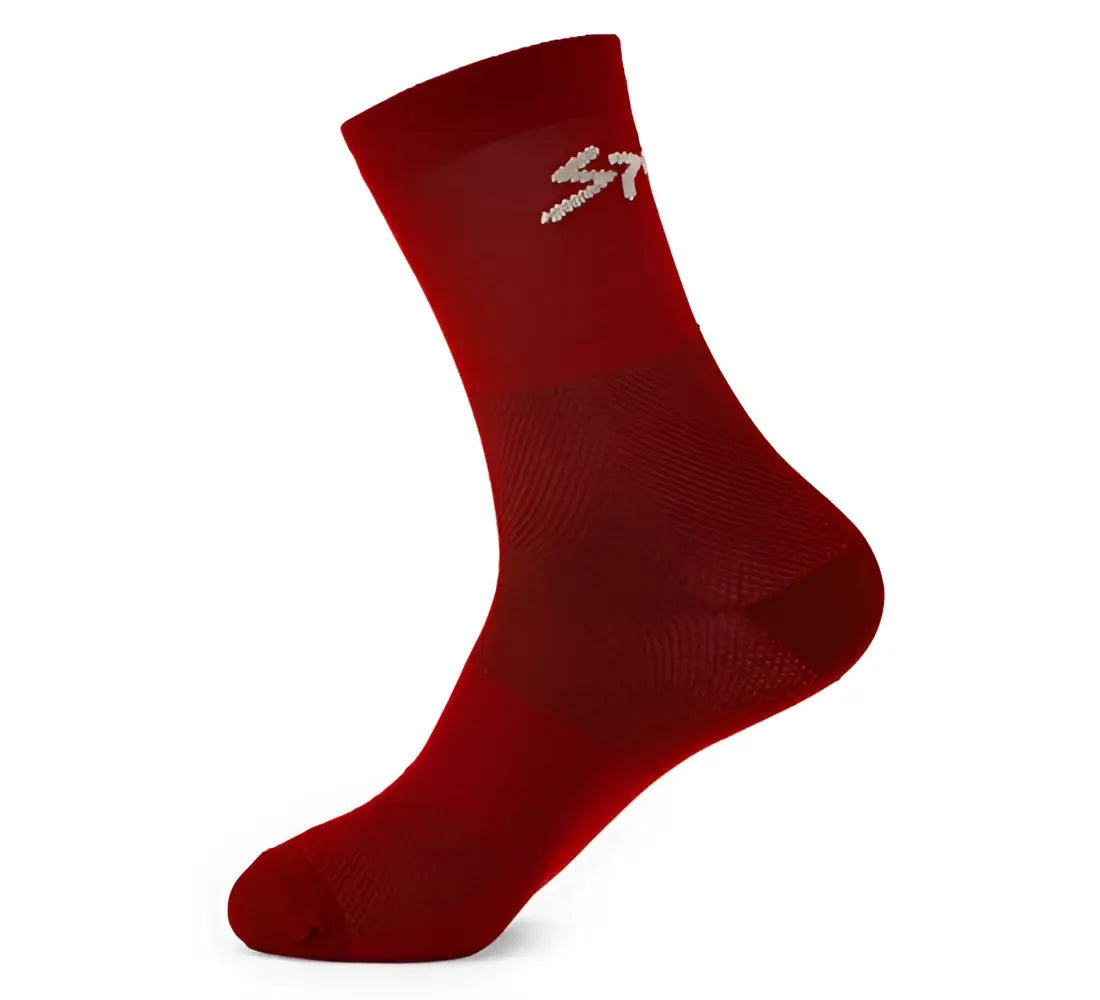 Calcetin ciclismo spiuk rojo con logo blanco en el puño pack 2 uds anatomic medio largo unisex