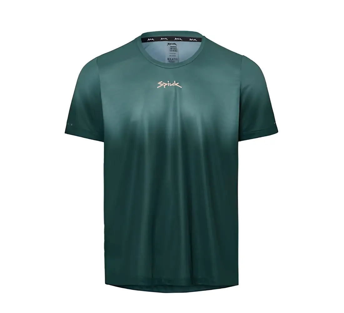 Camiseta ciclismo spiuk all terrain carbonite unisex en verde degradado con logo minimalista en el pecho