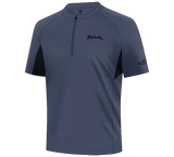 Camiseta ciclismo spiuk m/c all terrain gravel unisex gris con paneles negros y cuello con media cremallera