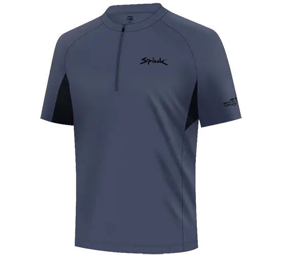 Camiseta ciclismo spiuk m/c all terrain gravel unisex gris con paneles negros y cuello con media cremallera