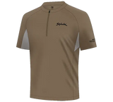 Camiseta ciclismo spiuk m/c all terrain gravel unisex en tono beige con paneles blancos y cuello media cremallera