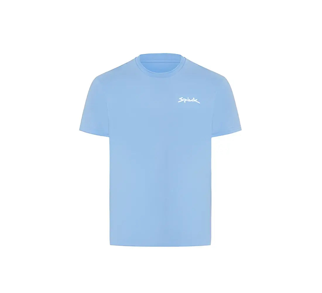 Camiseta ciclismo spiuk de algodón azul claro con logo blanco bordado para uso unisex en ciclismo urbano