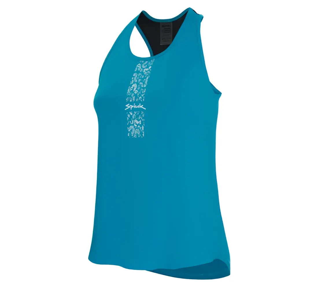 Camiseta ciclismo spiuk m/c w3 mujer en color verde azulado con patrón floral blanco y forro interior negro