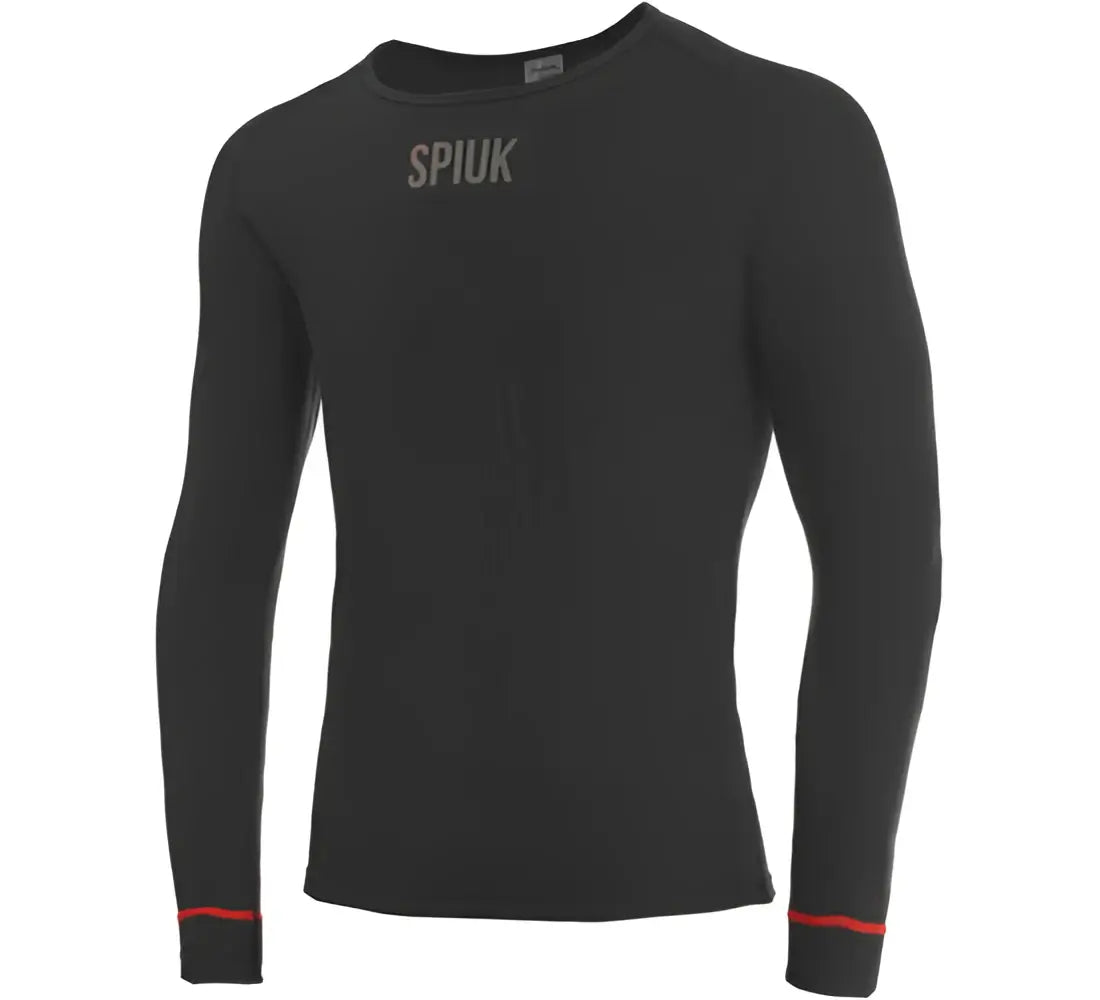 Camiseta ciclismo spiuk hombre manga larga térmica negra con ribete rojo y logo sutil para ciclismo spiuk profit