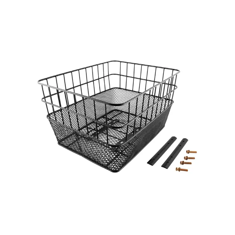 Cesta Trasera Rectangular Doble Malla Negro Easy