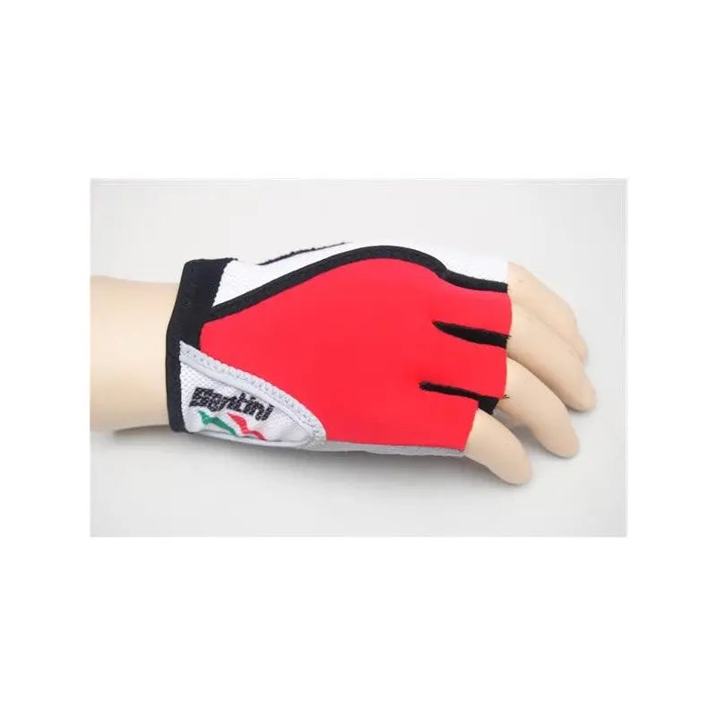 Guantes Cortos Gel Neg/bla/ Santini - Color: Rojo - Talla: XL