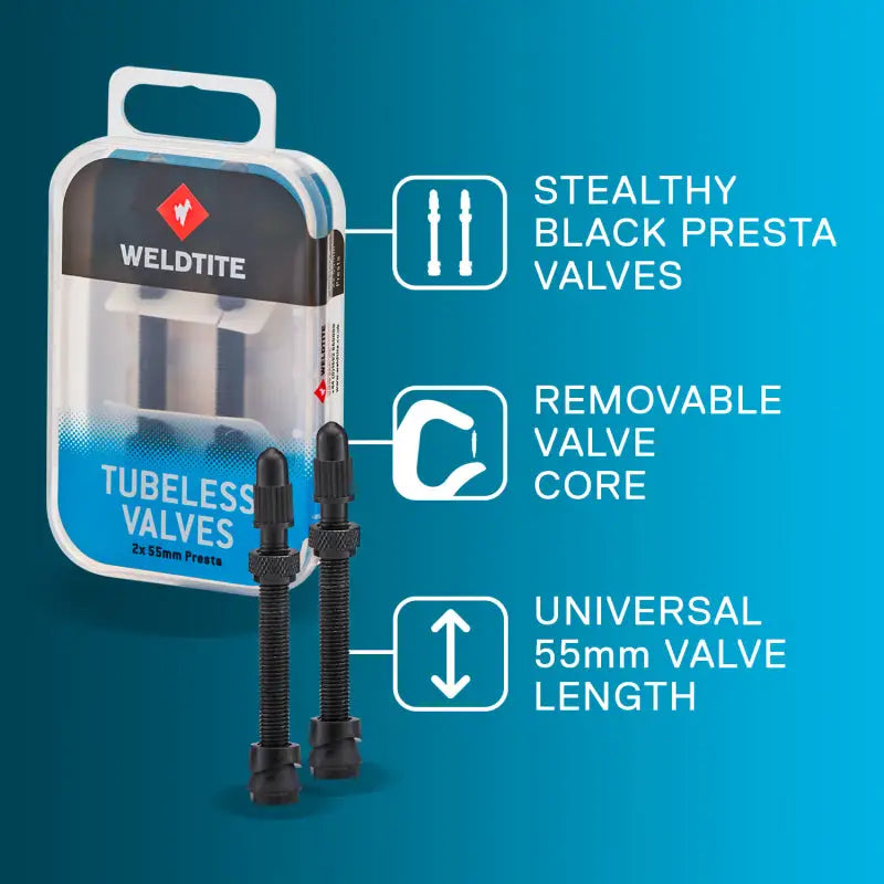 Juego De 2 Válvulas Tubeless Aluminio Negra 55MM Caja