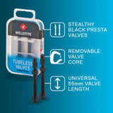 Juego De 2 Válvulas Tubeless Aluminio Negra 55MM Caja