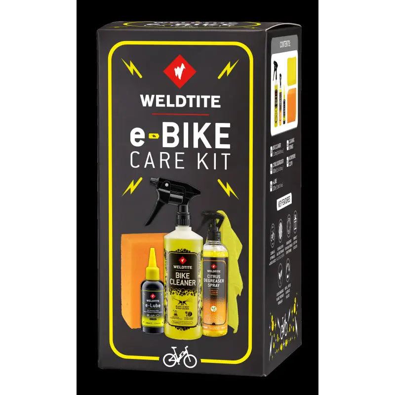 Kit De Cuidado para Bicicletas Eléctricas (e-lube+ Limpiabicis+desengrasante+paño+esponja) Weldtite