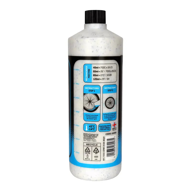 Líquido Sellante Antipinchazos para Tubeless 1 L Super Premium con Virutas De Caucho Weldtite