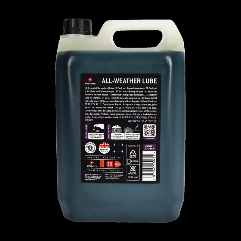 Lubricante All Weather, Bote 5 L Sin Ptfe (+35% Vida Util De La Cadena) Weldtite