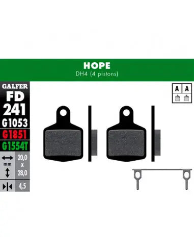 Pastillas Fd (kit 4) Std Hope DH4 (4 Pistones) * Galfer Galfer Bike