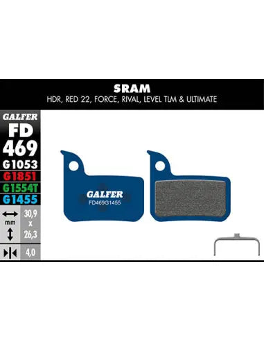 Pastillas Fd Road SRAM Red 22-FORCE-RIVA Azul Galf Galfer Bike