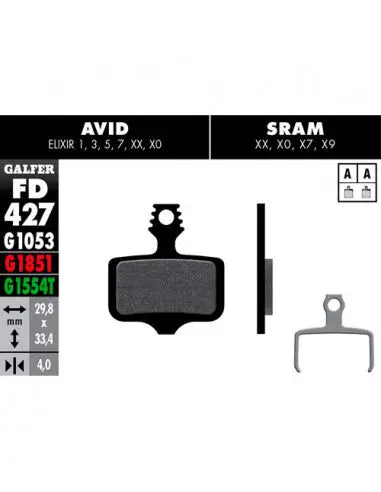Pastillas Fd Std Avid Elixir XX,X0,X7,X9 Galfer Galfer Bike