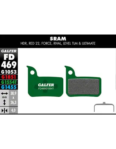 Pastillas Fd Verde Road SRAM Red 22-FORCE-RIVA Gal Galfer Bike